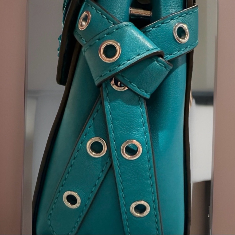Michael Kors Teal Floral Embellished Satchel - Picture 5 of 10